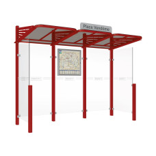 Procity Wartehalle CONVI - Standard, 2 Seitenverkleidung, L 3107 mm.