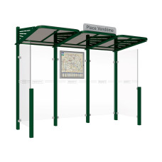 Procity Wartehalle CONVI - Standard, 2 Seitenverkleidung, L 3107 mm.