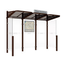 Procity Wartehalle CONVI - Standard, 2 Seitenverkleidung, L 3107 mm.