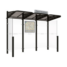 Procity Wartehalle CONVI - Standard, 2 Seitenverkleidung, L 3107 mm.