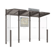 Procity Wartehalle CONVI - Standard, 2 Seitenverkleidung, L 3107 mm.