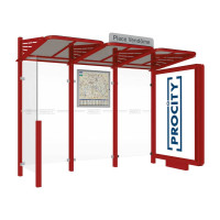 PROCITY WarteHalle CONVI - Standard, 1 beleuchteter Caisson rechts mit 1 Seitenverkleidung links, L 3107 mm.