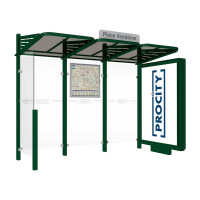 Procity Wartehalle Convi - Standard, 1 Beleuchteter Caisson Rechts Mit 1 Seitenverkleidung Links, L 3107 Mm.