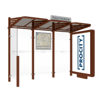 PROCITY WarteHalle CONVI - Standard, 1 beleuchteter Caisson rechts mit 1 Seitenverkleidung links, L 3107 mm.