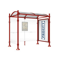 PROCITY WarteHalle Province, 1 SchauKasten 2000 DoppelSeitig mit 1 SeitenVerkleidung, L 2500 mm.