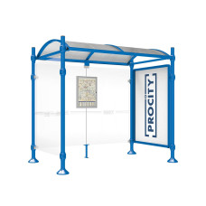 PROCITY WarteHalle Province, 1 SchauKasten 2000 DoppelSeitig mit 1 SeitenVerkleidung, L 2500 mm.