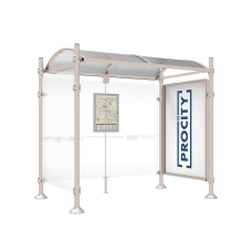 PROCITY WarteHalle Province, 1 SchauKasten 2000 DoppelSeitig mit 1 SeitenVerkleidung, L 2500 mm.