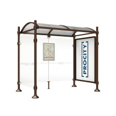 PROCITY WarteHalle Province, 1 SchauKasten 2000 DoppelSeitig mit 1 SeitenVerkleidung, L 2500 mm.