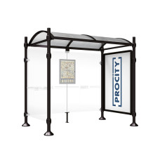 PROCITY WarteHalle Province, 1 SchauKasten 2000 DoppelSeitig mit 1 SeitenVerkleidung, L 2500 mm.