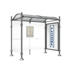 PROCITY WarteHalle Province, 1 SchauKasten 2000 DoppelSeitig mit 1 SeitenVerkleidung, L 2500 mm.
