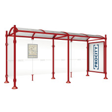 PROCITY WarteHalle Province, 1 Schaukasten 2000 doppelseitig mit 1 Seitenverkleidung, L 5000 mm.