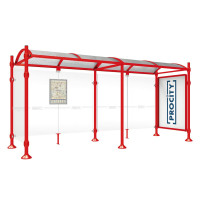 PROCITY WarteHalle Province, 1 Schaukasten 2000 doppelseitig mit 1 Seitenverkleidung, L 5000 mm.