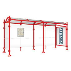 PROCITY WarteHalle Province, 1 Schaukasten 2000 doppelseitig mit 1 Seitenverkleidung, L 5000 mm.