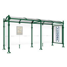 PROCITY WarteHalle Province, 1 Schaukasten 2000 doppelseitig mit 1 Seitenverkleidung, L 5000 mm.