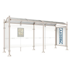 PROCITY WarteHalle Province, 1 Schaukasten 2000 doppelseitig mit 1 Seitenverkleidung, L 5000 mm.