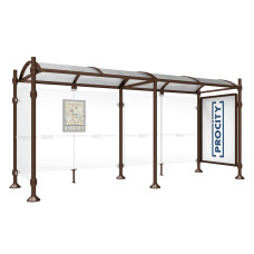 PROCITY WarteHalle Province, 1 Schaukasten 2000 doppelseitig mit 1 Seitenverkleidung, L 5000 mm.