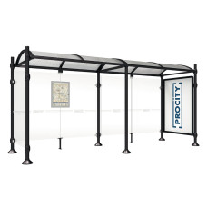 PROCITY WarteHalle Province, 1 Schaukasten 2000 doppelseitig mit 1 Seitenverkleidung, L 5000 mm.