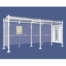 PROCITY WarteHalle Province, 1 Schaukasten 2000 doppelseitig mit 1 Seitenverkleidung, L 5000 mm.