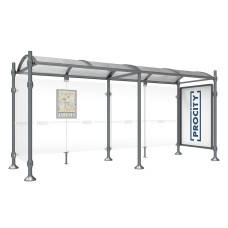 PROCITY WarteHalle Province, 1 Schaukasten 2000 doppelseitig mit 1 Seitenverkleidung, L 5000 mm.