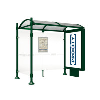 PROCITY Wartehalle Province, 1 Leuchtkasten auf Mittelfuß & 1 Seitenverkleidung, L 2500 mm.