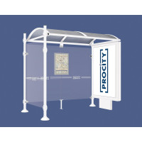 PROCITY Wartehalle Province, 1 Leuchtkasten auf Mittelfuß & 1 Seitenverkleidung, L 2500 mm.