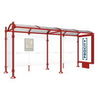 Procity Waiting Room Shelter Province with 1 Lightbox on Center Pole & 1 Side Panel, L 5000 mm