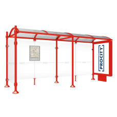 PROcity Wartehalle Province, 1 Leuchtkasten auf Mittelfuß & 1 Seitenverkleidung, L 5000 mm.