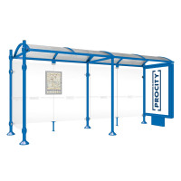 Procity Waiting Room Shelter Province with 1 Lightbox on Center Pole & 1 Side Panel, L 5000 mm