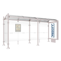Procity Waiting Room Shelter Province with 1 Lightbox on Center Pole & 1 Side Panel, L 5000 mm