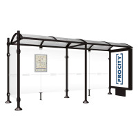 Procity Waiting Room Shelter Province with 1 Lightbox on Center Pole & 1 Side Panel, L 5000 mm
