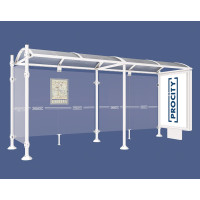 Procity Waiting Room Shelter Province with 1 Lightbox on Center Pole & 1 Side Panel, L 5000 mm