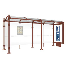 PROcity Wartehalle Province, 1 Leuchtkasten auf Mittelfuß & 1 Seitenverkleidung, L 5000 mm.