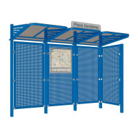 Procity Waiting Hall CONVI Back Wall and 1 Side Cladding on the Right in Sheet Metal, L 3107 mm.