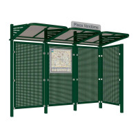 Procity Waiting Hall CONVI Back Wall and 1 Side Cladding on the Right in Sheet Metal, L 3107 mm.
