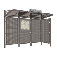Procity Waiting Hall CONVI Back Wall and 1 Side Cladding on the Right in Sheet Metal, L 3107 mm.