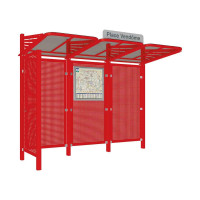 Procity Waiting Hall CONVI Back Panel and 1 Side Cladding Left in Sheet Metal, L 3107 mm.