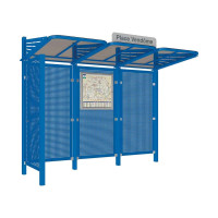 Procity Waiting Hall CONVI Back Panel and 1 Side Cladding Left in Sheet Metal, L 3107 mm.