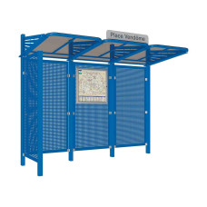 PROCITY WarteHalle CONVI Rückwand und 1 Seitenverkleidung links aus Blech, L 3107 mm.