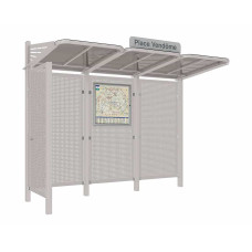 PROCITY WarteHalle CONVI Rückwand und 1 Seitenverkleidung links aus Blech, L 3107 mm.