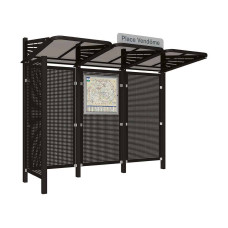 PROCITY WarteHalle CONVI Rückwand und 1 Seitenverkleidung links aus Blech, L 3107 mm.