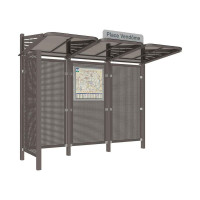 Procity Waiting Hall CONVI Back Panel and 1 Side Cladding Left in Sheet Metal, L 3107 mm.