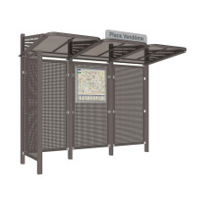 PROCITY WarteHalle CONVI Rückwand und 1 Seitenverkleidung links aus Blech, L 3107 mm.