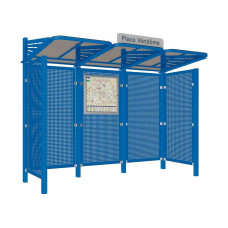 Procity Wartehalle Convi Back Wall and 2 Side Panels Made of Sheet Metal, L 3107 mm