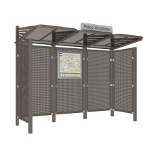 Procity Wartehalle Convi Back Wall and 2 Side Panels Made of Sheet Metal, L 3107 mm