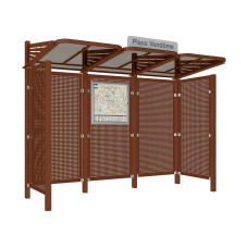 Procity Wartehalle Convi Back Wall and 2 Side Panels Made of Sheet Metal, L 3107 mm