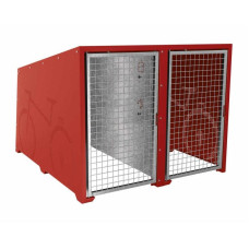 Bicycle Box ProCity Berlin, Basic Module 2 Places, Doors Galvanized, Frame Purplish Red, L 1820 mm