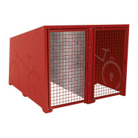 Fahrradbox Procity Berlin, Grundmodul 2 Plätze, Türen beschichtet, Rahmen purpurrot, L 1820 mm.