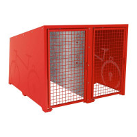 FAHRRADBOX ProCity Berlin, Grundmodul 2 Plätze, Türen beschichtet, Rahmen Verkehrsrot, L 1820 mm.