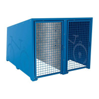 FAHRRADBOX PROCITY Berlin, GRUNDMODUL 2 PLÄTZE, TÜREN BESCHICHTET, Rahmen Enzianblau, L 1820 mm.