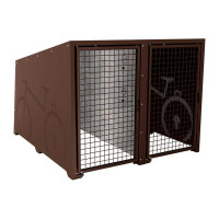 Bicycle Box Procity Berlin, Basic Module for 2 Places, Coated Doors, Chocolate Brown Frame, L 1820 mm